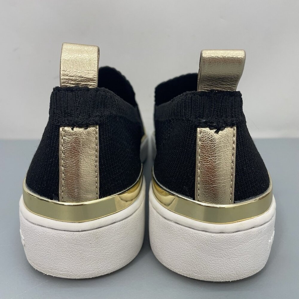 Michael Kors Skyler Knit Sneakers Loafers Slip On Black Gold Womens 8.5 - Picture 8 of 14